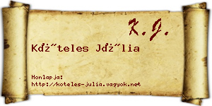 Köteles Júlia névjegykártya